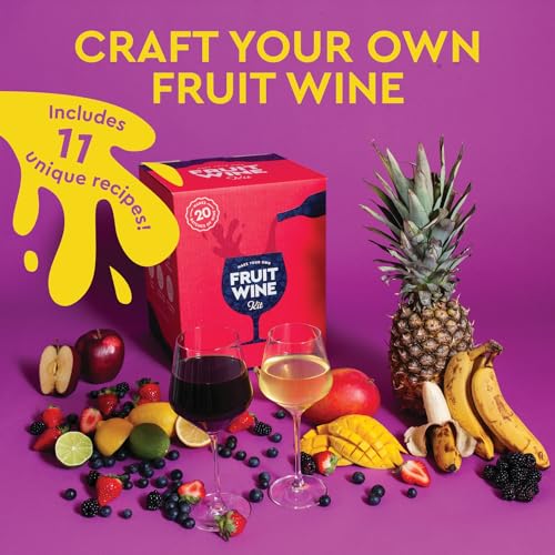 Fruit Wine Making Kit - Craft A Brew Beginner Homebrew Set with Ingredients & Reusable Equipment - Makes Up to 20 Gallons - Variation: Fruit Wine Kit