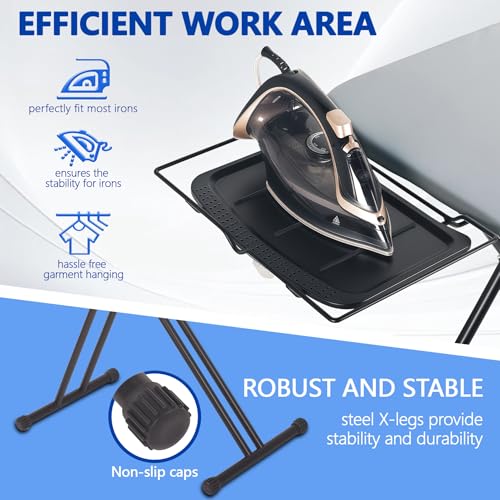 UFETGYG Full Size Ironing Board 57" x 18" with Iron Rest, Adjustable & Heat-Resistant Cover