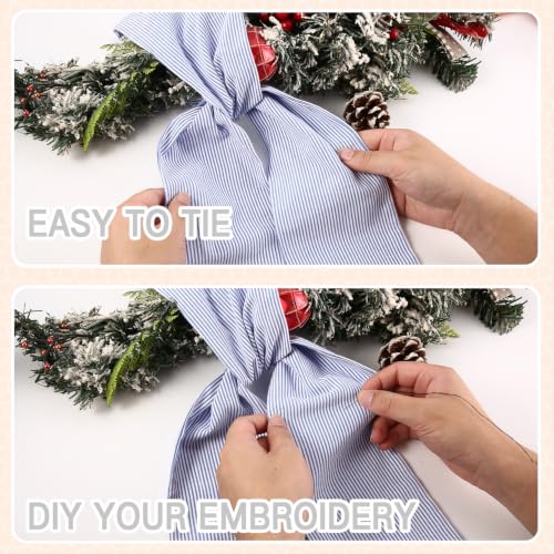 Blue Stripe Wreath Sash for Front Door DIY Embroidery 5"x54" - Fucibt