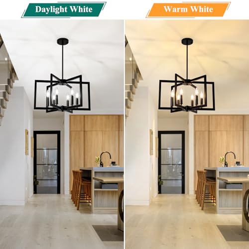 Bairth 20-62 Inch Adjustable Black 6-Light Farmhouse Kitchen Chandelier