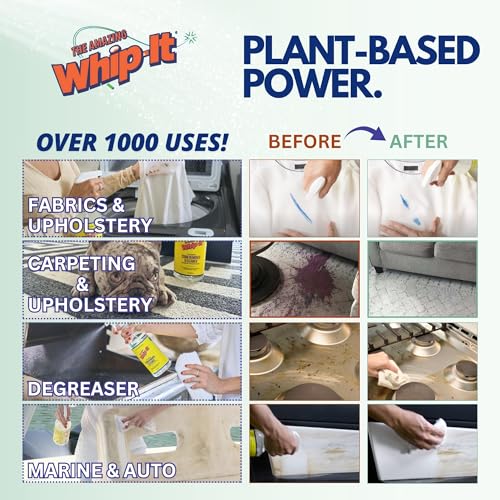 Whip-It Stain Remover Concentrate Kit - 3 Pack of 32oz & 1 Spray, Removes Coffee, Wine, Pet & Baby Stains
