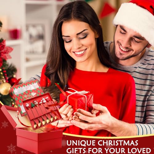 MOJMBSBY 6 Pcs Golden Christmas Spoons Set - Festive Stainless Steel Cutlery