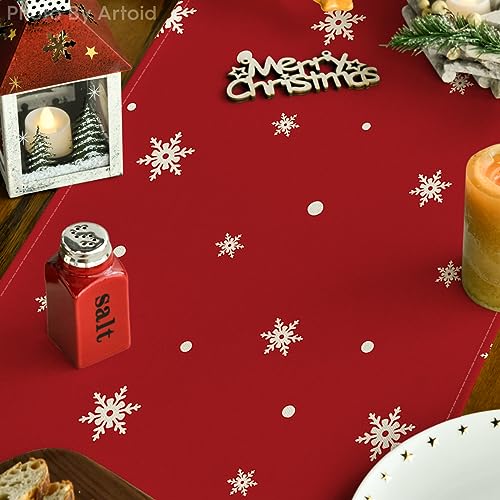 Artoid Mode Red Snowflakes Christmas Table Runner 13x108 Inch Holiday Decor