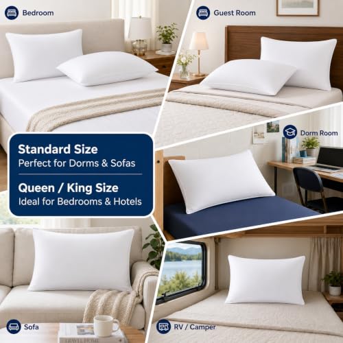 CozyLux Standard Size Bed Pillows Set of 4 - 18x26 Inches, Medium Support