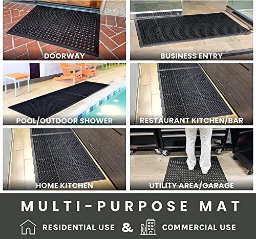 Uniboho 35x24 Inch Rubber Door Mat Non-Slip Outdoor Indoor Entrance Floor Mat