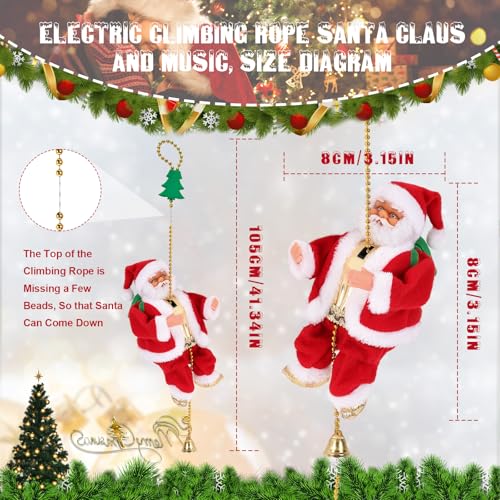 Gfilay Animated Santa Climbing Rope Christmas Decoration with Music & Lights