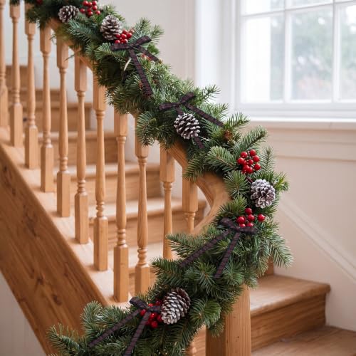 Norme Navy Blue Plaid Christmas Ornaments Bow Set - 24 Pcs Tartan Ribbon Decor