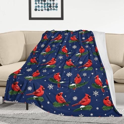40x60 inch Cardinal Throw Blanket - Christmas Winter Home Decor Gift for Women