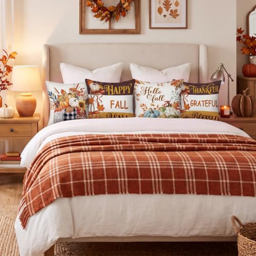 Peryiter 16-Pack 18x18 Seasonal Pillow Covers Set — Christmas, Halloween, Winter, Autumn (Holiday Decor)