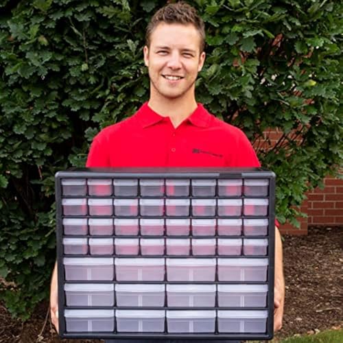 Black 44-Drawer Plastic Storage Cabinet - Heavy Duty Garage Organizer - 20W x 6D x 16H - Variation of THIS listing