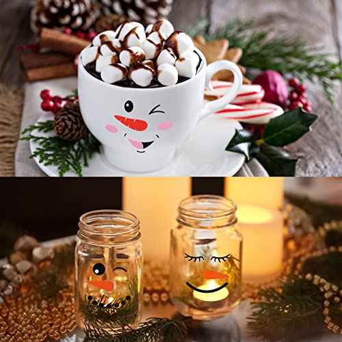 36 Pcs Snowman Faces Christmas Vinyl Stickers for Crafts Snowman Face Decals Glass Water Bottles Window Sticker Art Wall Decor for Christmas Party Supplies Home Decoration