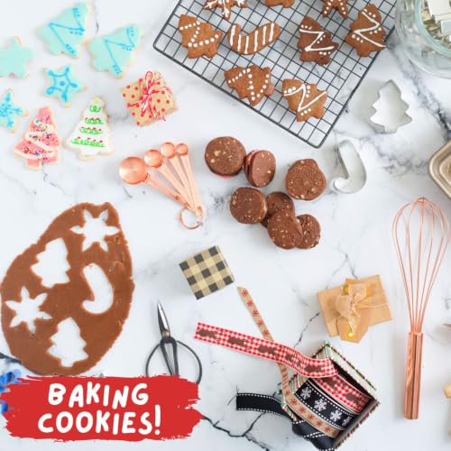 KAISHANE 3-Piece Christmas Cookie Cutter Set with Light & Ornament Shapes for Baking