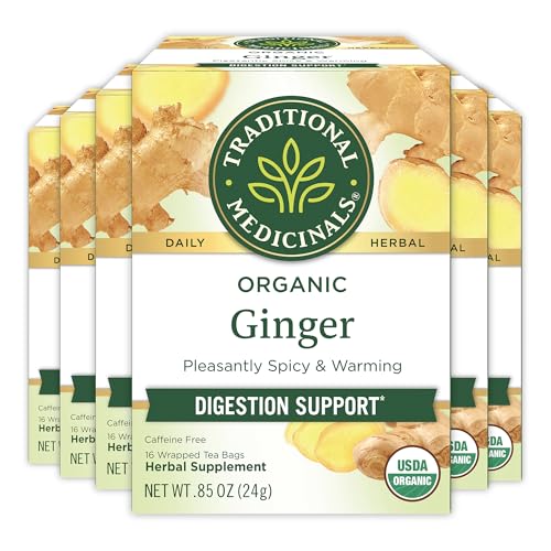 Organic Ginger Tea Bags - Herbal Digestion & Nausea Relief, 96 Count