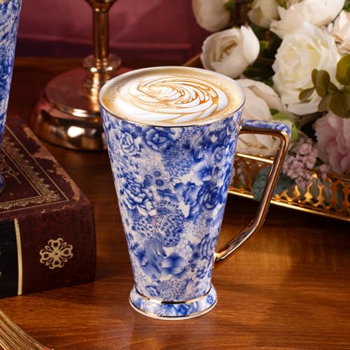 KAMMAK Ceramic Coffee Mugs Set of 2, Large Tea with Handle