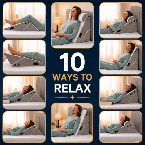 Adjustable 10-in-1 Wedge Pillow Set for Sleep Apnea Acid Reflux Back Support