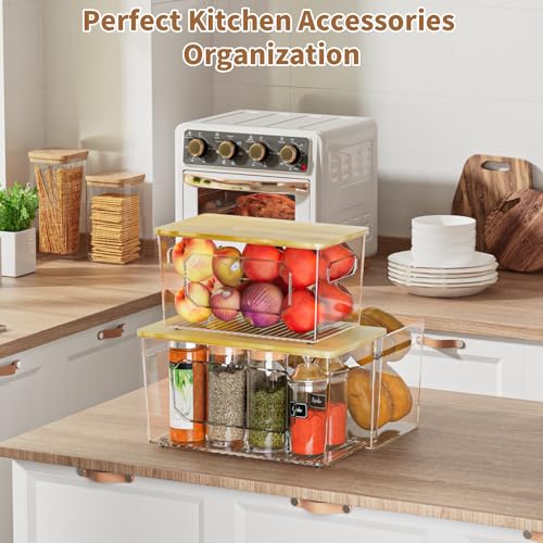 3-in-1 Trash Bag Holder Under Sink Organizer with Bamboo Lid