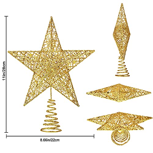 Christmas Tree Toppers Xmas Glitter Gold Hollow Star Treetop Topper for Christmas Tree Decoration. 1