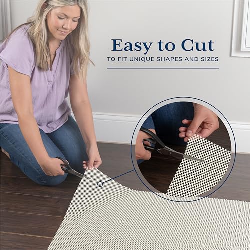 12x15 Ft Rug Pad Non Slip Gripper for Hardwood Floors - White