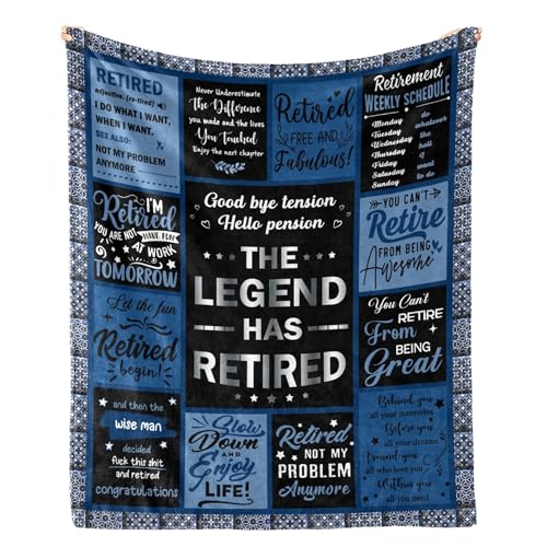 HJKGYHBJ Retirement Gifts for Men 2025, Retirement Blanket Gifts for Men, Best Retirement Gifts Ideas, Coworker Leaving Gift Retired Throw Blankets 50"X60"