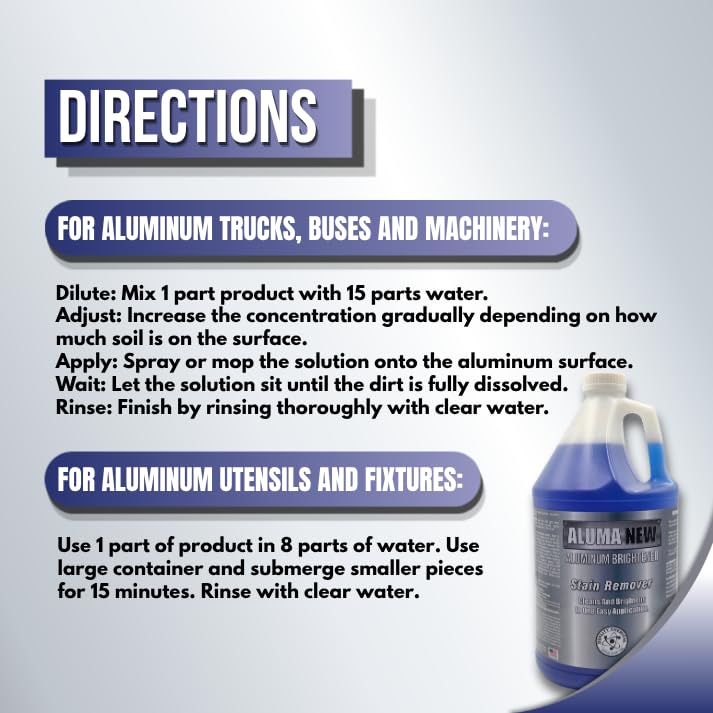 Aluminum Brightener and Stain Remover - 1 Gallon - USA Made, Safe Metal Cleaner & Restorer