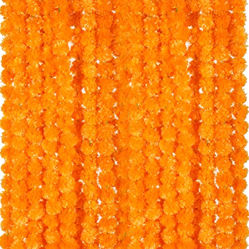 Artificial Marigold Garland - Light Orange 15 Pack, 5ft Party Decor