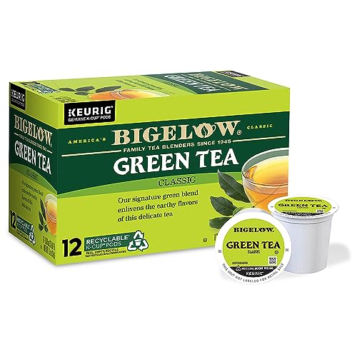 Bigelow Green Tea K-Cup Pods Pack of 72 - 6 Boxes, Caffeinated Tea