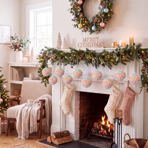 24 Pcs Christmas Balls 2.36" Shatterproof Pastel Rainbow Foam