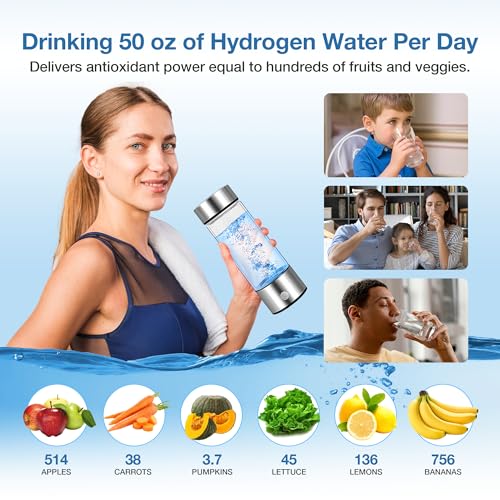Hydrogen Water Bottle 16oz with Rapid Generator - Ionized H2 Drink Flask