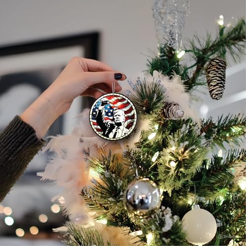 Patriotic Fist Christmas Ornament ? Stained Glass American Flag Design | Republican Holiday Decoration, Conservative Gag Gift, Political Tree Keepsake, Funny Stocking Stuffer
