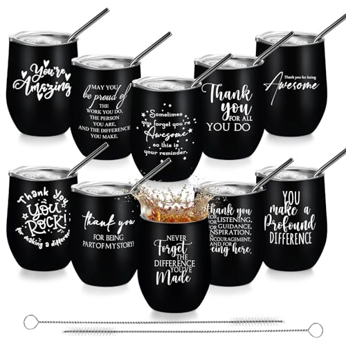 Inbagi 10 Pcs Insulated Stainless Steel Travel Tumblers - Inspirational Gifts for Employees, 12 oz