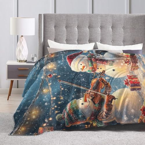Snowman Blanket Christmas Throw Blanket Soft Cozy Warm Fuzzy Fleece Lightweight Plush Merch Snowman Decor Gifts for Lover Man Woman Boy Girl Couch Bedding Sofa 50"X40"