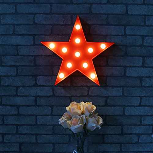 Marquee Light Star Shaped LED Plastic Sign-Lighted Marquee Star Sign Wall D?cor Battery Operated (Red)