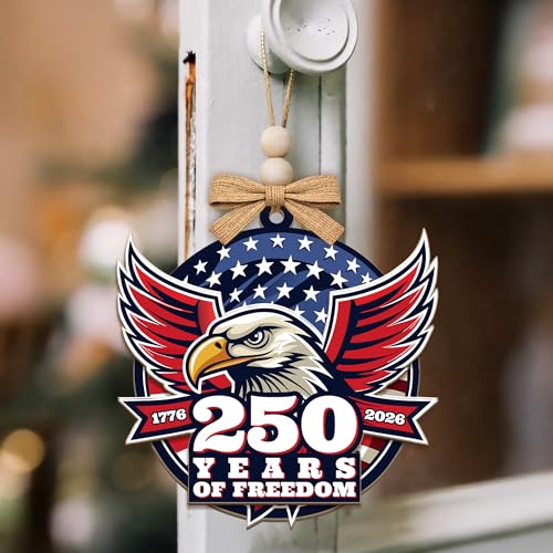 USA 250 Years of Freedom Patriotic Eagle Wooden Christmas Ornament - Independence Day Decor