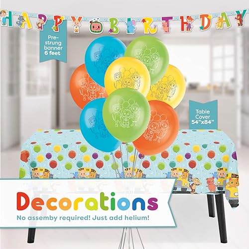 CoComelon Birthday Party Decorations Set with Banner Balloons Backdrop & Tablecloth