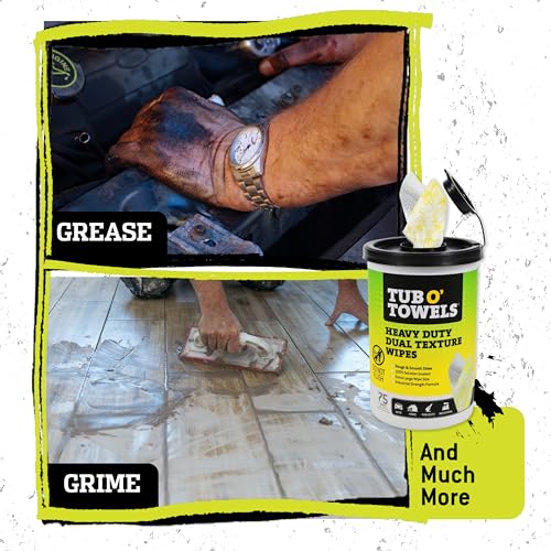 Tub O' Towels Heavy-Duty Multi-Surface Cleaning Wipes - Pack of 2, 75 XL 10x12" Degreaser