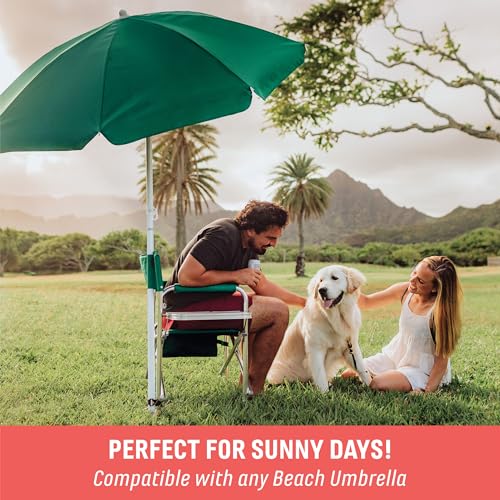 PICNIC TIME Hunter Green Sports Chair with Side Table & Armrest Caddy, Lightweight Portable Camping Chair for Adults