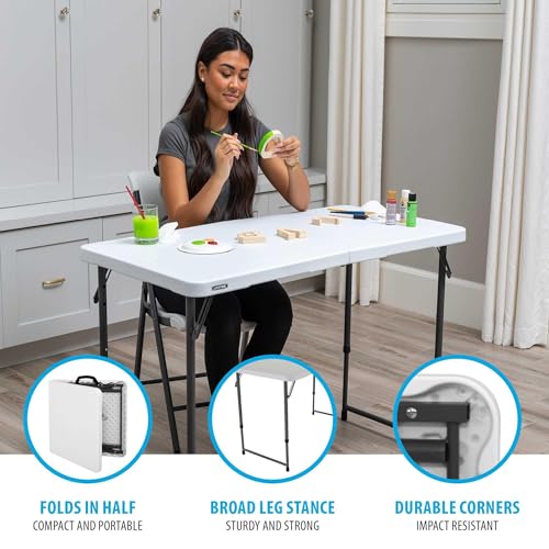 4-Foot Adjustable Folding Table - Portable, Stain-Resistant & Lightweight