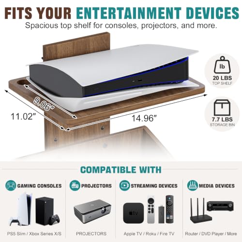 Floating TV Wall Shelf with Video Game Storage & Controller Holders