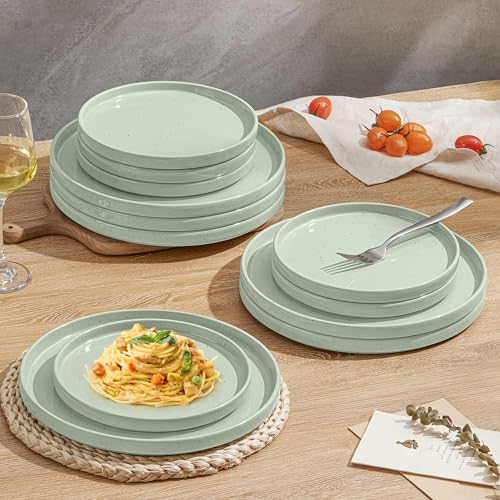 Herogo Stoneware Dinner Plates Set of 6, 10.5" Ceramic Round Plate