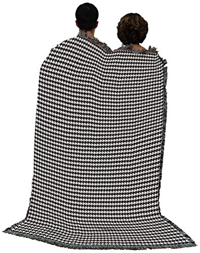 Pure Country Weavers 72x54 Houndstooth Grey Cotton Blanket - Made in USA
