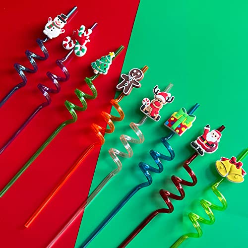 Christmas Theme Reusable Drinking Straws 24pcs with 2 Cleaning Brushes