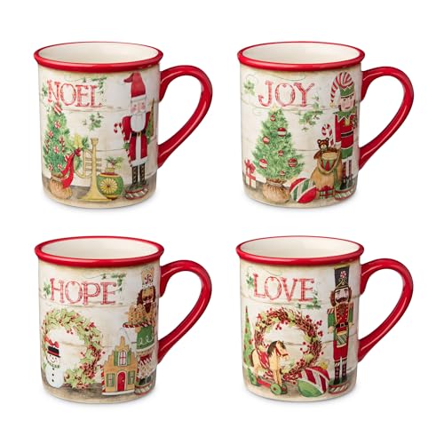 Nutcracker Parade 4-Pack 18oz Mugs Set – Ceramic Christmas Coffee & Cocoa Cups