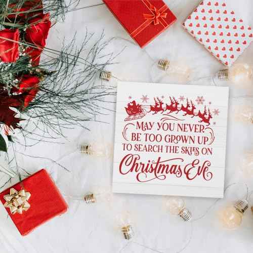 Santa Claus Elk Decor - Christmas Eve Sign & Office Desk Decor - 5 x 5 Inches