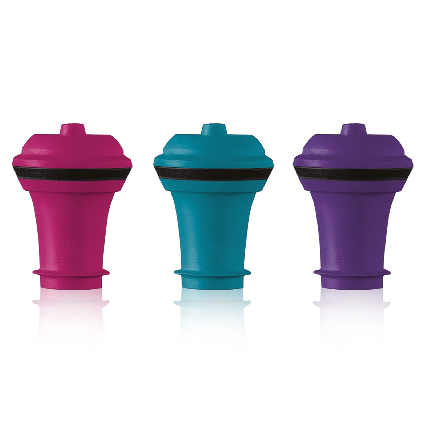 Vacu Vin Wine Saver Vacuum Stoppers – Set of 3 – Multicolor – Airtight Seal to Keep Wine Fresh Up to a Week – Compatible with Vacu Vin Wine Saver Pump – Reusable & Dishwasher Safe