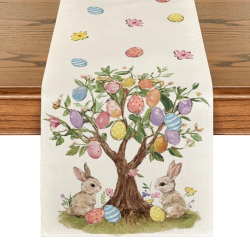 Artoid Mode Rabbit Eggs Easter Table Runner 13 x 72 inch Beige