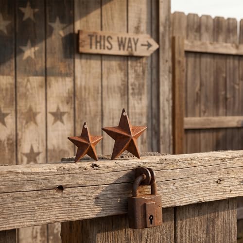 Mini Rusty Metal Barn Stars - 40 Pieces for Crafts & Decor, Two Sizes