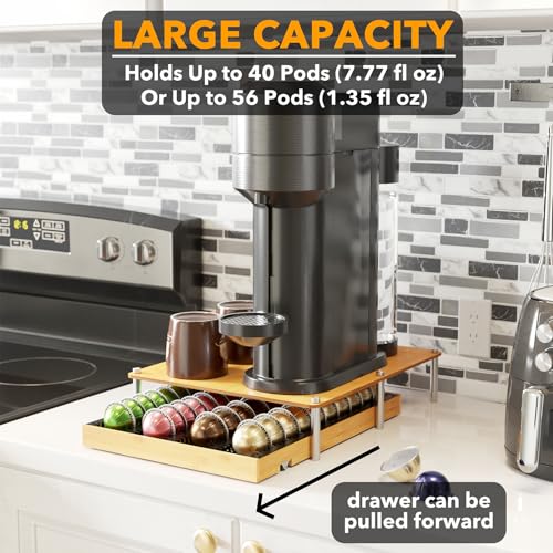 SpaceAid Bamboo Coffee Pod Holder Drawer Organizer 12.8W x 15.6D Natural