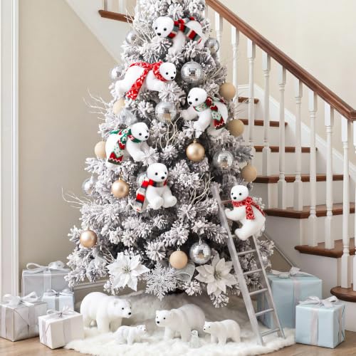 Yinder 6 Pcs 7.5in Polar Bear Christmas Ornaments for Tree Decor – Festive 3 Styles