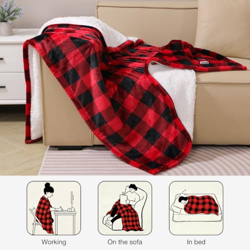 Dowin Red Full Electric Blanket 72x84 Heated Throw - Christmas Gift