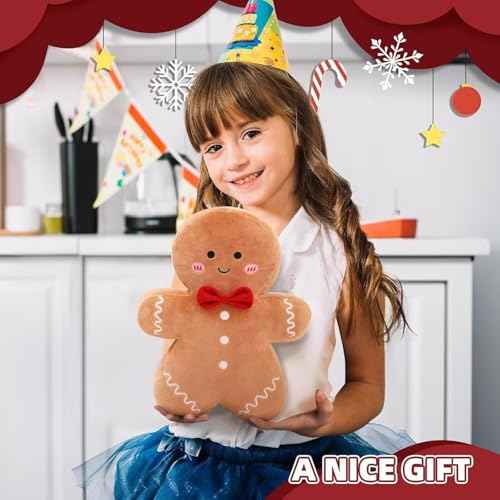 Gingerbread Plush Pillow Gingerbread Man Pillow Cute Plush Decor Cushion 13.8in Brown